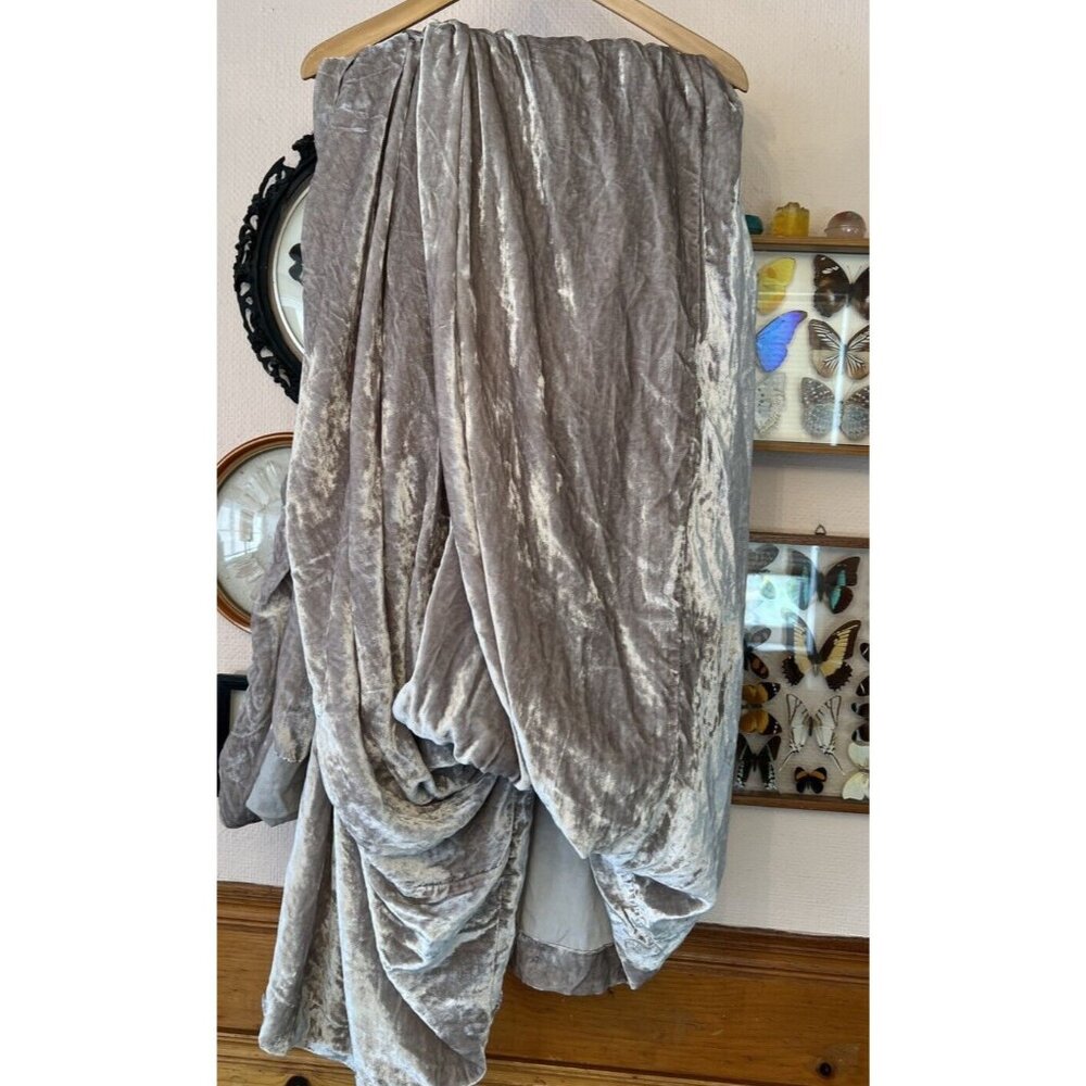 WEST ELM Velvet QUEEN Full DUVET Gray Silver Shiny